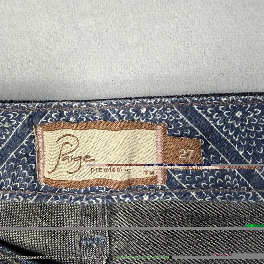 Paige Laurel Canyon Bootcut Jeans Women Size 27 Dark Blue Distressed+Stretch